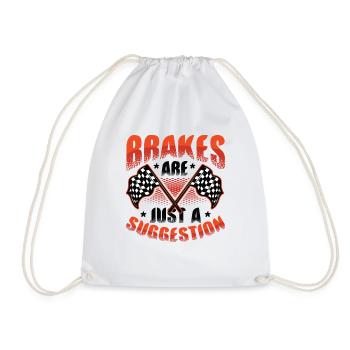 Brakes are just a suggestion, Racing Checkered - Drawstring Bag - white - Front