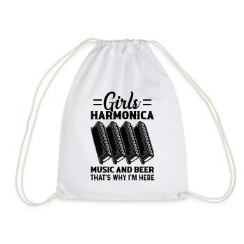 Girls Harmonica Music And Beer That's Why I'm Here - Turnbeutel - Weiß - Vorne