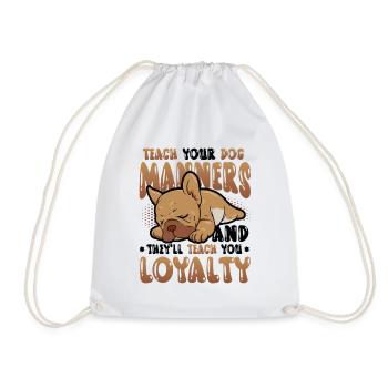 Teach Your Dog Manners, Dog Trainer - Drawstring Bag - white - Front