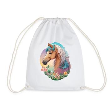Pferd Pastell Farben Pony in Aquarell Reitsport - Turnbeutel - Weiß - Vorne