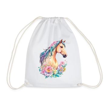 Belle Jument Pony Cheval Fleurs Design Floral - Sac de sport léger - blanc - Devant