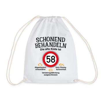 58. Geburtstag Schonend Behandeln 58 Alte Kiste 58 - Turnbeutel - Weiß - Vorne