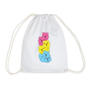 Pansexual Flag Pride LGBTQ Cute Quokka - Drawstring Bag - white - Front