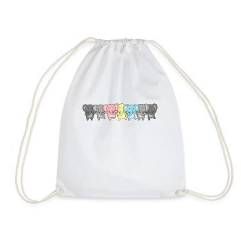 Demiflux Flag Pride LGBTQ Cute Elephant - Drawstring Bag - white - Front