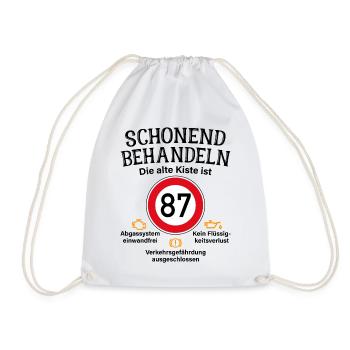 87. Geburtstag Schonend Behandeln 87 Alte Kiste 87 - Turnbeutel - Weiß - Vorne