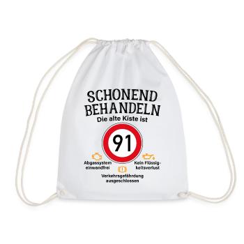 91. Geburtstag Schonend Behandeln 91 Alte Kiste 91 - Turnbeutel - Weiß - Vorne