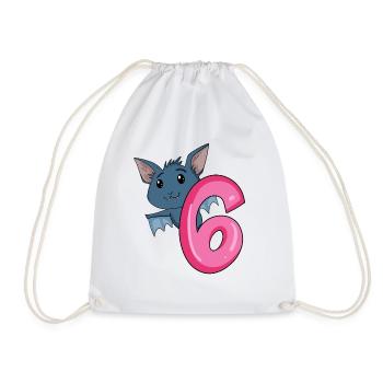 6 Birthday 6 years old with animal motif - six - Drawstring Bag - white - Front