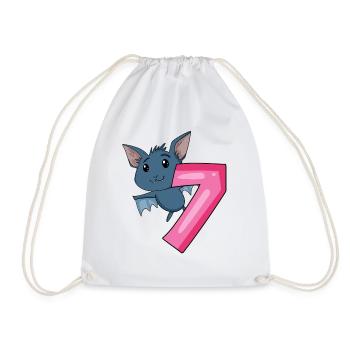 7 birthday 7 years old with animal motif - seven - Drawstring Bag - white - Front