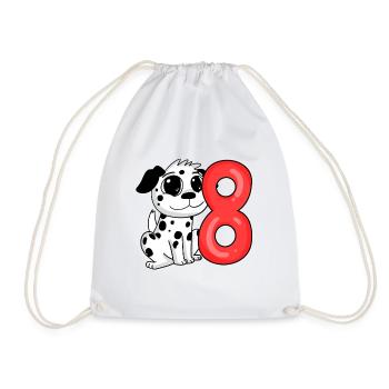 8 Birthday 8 years old with dog motif - eight - Drawstring Bag - white - Front