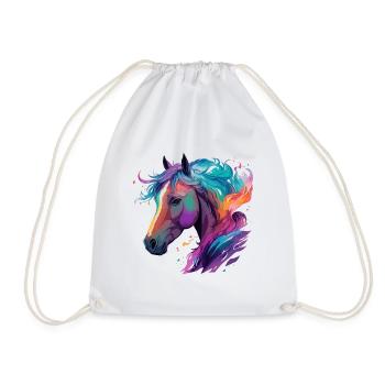 Pferd Pony Reitsport Kunstwerk Pferde-Fans Design - Turnbeutel - Weiß - Vorne