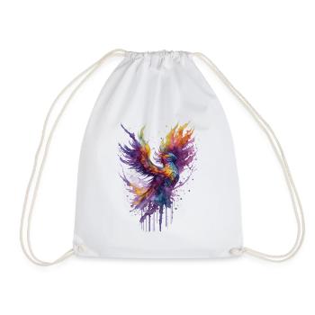 Mystical Fire Watercolor Phoenix Bird - Drawstring Bag - white - Front