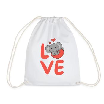 Éléphant pour la Saint-Valentin Animaux mignons Cœurs Amour - Sac de sport léger - blanc - Devant