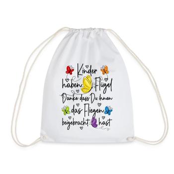 Kita Abschied Danke - Kinder haben Flügel  - Turnbeutel - Weiß - Vorne
