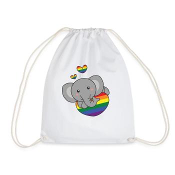 Rainbow Flag Pride LGBTQ Mignon éléphant Amour - Sac de sport léger - blanc - Devant