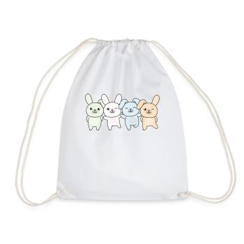 Unlabeld Flag Pride LGBTQ Cute Bunny - Drawstring Bag - white - Front