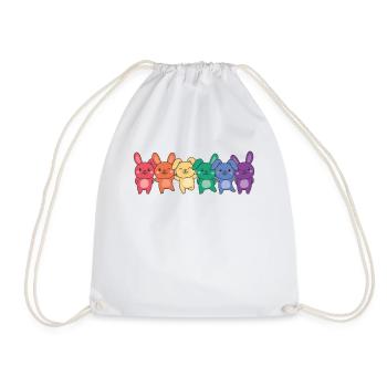 Regenbogen Hase Flag Pride LGBTQ süße Hasen - Turnbeutel - Weiß - Vorne