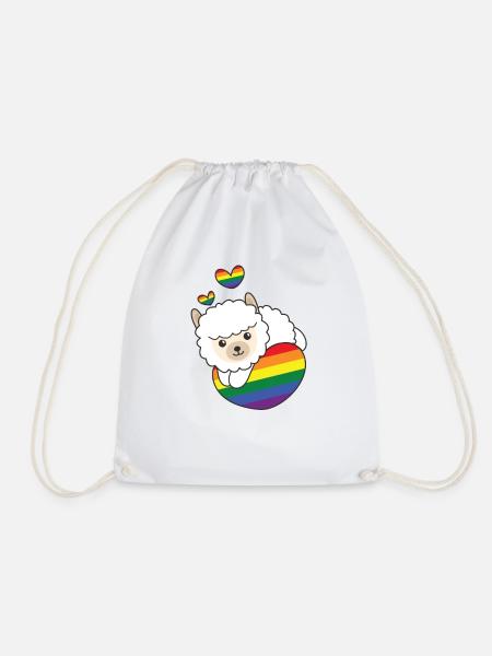 Regenbogen Flag Pride LGBTQ süßes Alpaka Love - Turnbeutel - Weiß
