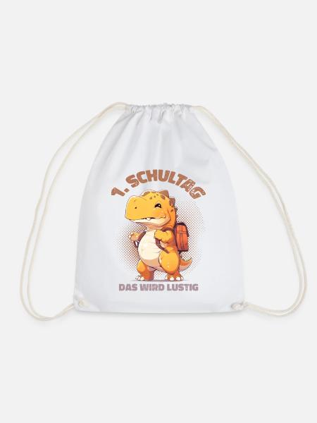 1. Schultag Das Wird Lustig Dino Einschulung - Turnbeutel - Weiß