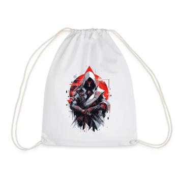 Epic Gamer Cyber Assassin from Asia in front of Moon - Drawstring Bag - white - Front