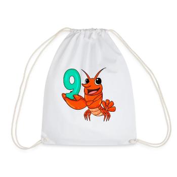 Homard à motif 9e anniversaire - Neuf ans - Sac de sport léger - blanc - Devant