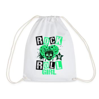Rock 'n' Roll Girl Music, Dancing, Concert, - Drawstring Bag - white - Front