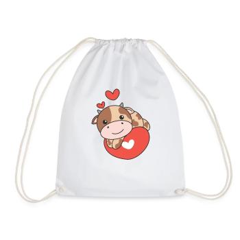 Vache pour la Saint-Valentin mignons animaux coeurs - Sac de sport léger - blanc - Devant