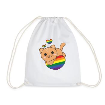Regenbogen Flag Pride LGBTQ süßes Katze Love - Turnbeutel - Weiß - Vorne