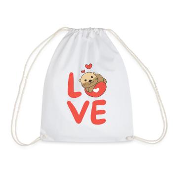 Otters for Valentine's Day Cute Animals Hearts Love - Drawstring Bag - white - Front