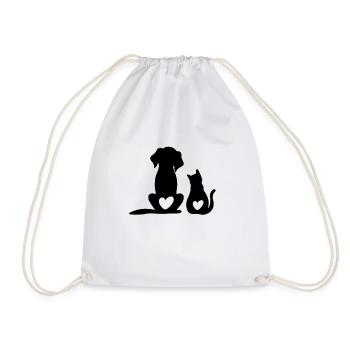 Dog Puppy & Baby Cat Puppy - Animal Dog & Cat Hear - Turnbeutel - Weiß - Vorne