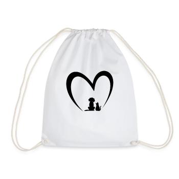 Dog & Cat Heart Dog Puppy & Baby Cat Puppy - Turnbeutel - Weiß - Vorne