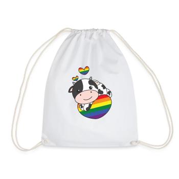 Regenbogen Flag Pride LGBTQ süßes Kuh Love - Turnbeutel - Weiß - Vorne