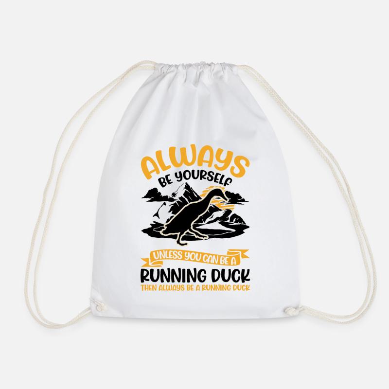 Indian Running Duck Gift Running Duck - Drawstring Bag - white