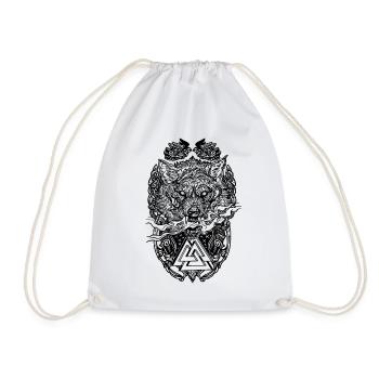 Norse mythology Fenrir Fenris wolf Vikings - Drawstring Bag - white - Front
