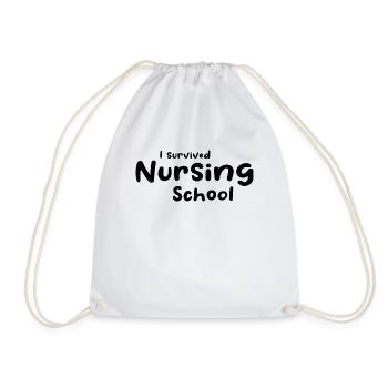 Nurse Life - I Survived Nursing School - Drawstring Bag - white - Front