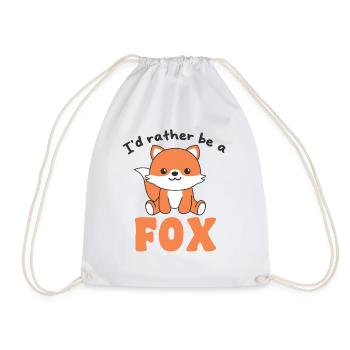 I'd rather be a fox - cute fox - Drawstring Bag - white - Front