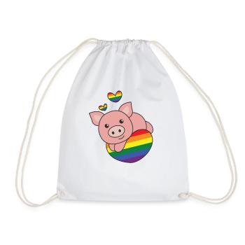 Rainbow Flag Pride LGBTQ Mignon Cochon Amour - Sac de sport léger - blanc - Devant