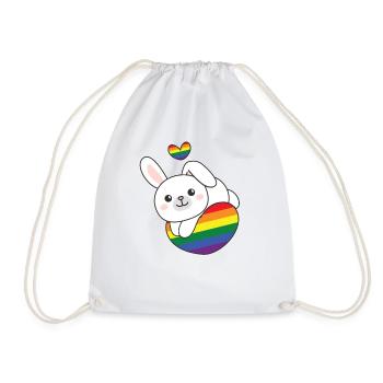 Regenbogen Flag Pride LGBTQ süßes Hase Love - Turnbeutel - Weiß - Vorne