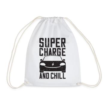 Supercharge And Chill - pour les fans de voitures électriques - Sac de sport léger - blanc - Devant