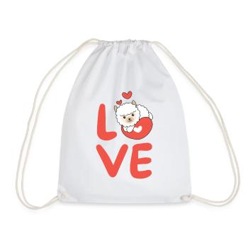 Alpaga pour la Saint-Valentin Animaux mignons Coeurs Amour - Sac de sport léger - blanc - Devant