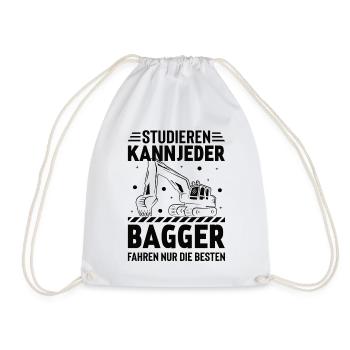 Bagger Baggerfahrer Baugeräte Baustelle - Turnbeutel - Weiß - Vorne