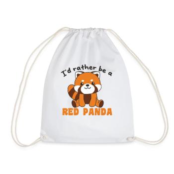 I'd rather be a Red Panda Cute Red Panda - Drawstring Bag - white - Front