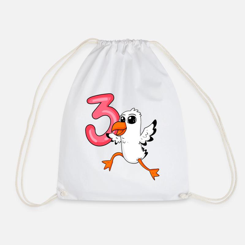 3rd birthday motif seagull - three years - Drawstring Bag - white