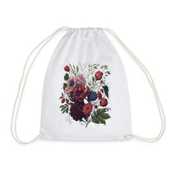 Vintage Blumen Bouquet Floral Art - Turnbeutel - Weiß - Vorne