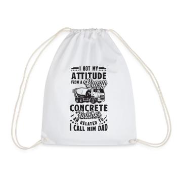 I Got My Attitude From Masonry Concrete Finishers - Drawstring Bag - white - Front
