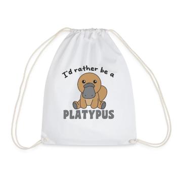 I'd rather be a platypus - cute animal - Drawstring Bag - white - Front