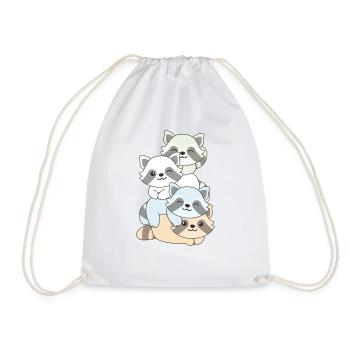 Unlabeld Flag Pride LGBTQ Cute Raccoon - Drawstring Bag - white - Front