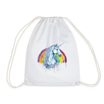 Magical Watercolor Rainbow Unicorn - Drawstring Bag - white - Front