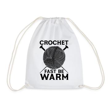 Crochet Fast Be Warm Needlework Crochet Lover - Drawstring Bag - white - Front
