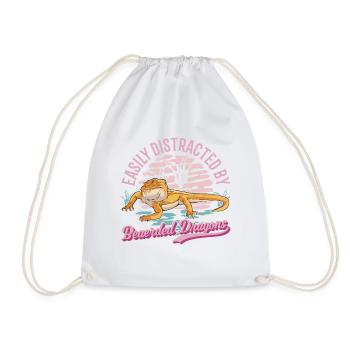 Facilement distrait par les dragons barbus Dragon barbu - Sac de sport léger - blanc - Devant