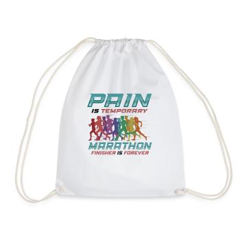 Marathon finisher, is a marathon runner forever - Drawstring Bag - white - Front